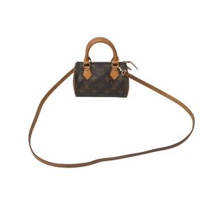 LOUIS VUITTON Speedy Handbag Monogram Strap Brown